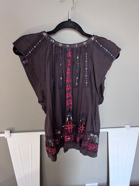 NWT Free People Embellished Boho Top Small